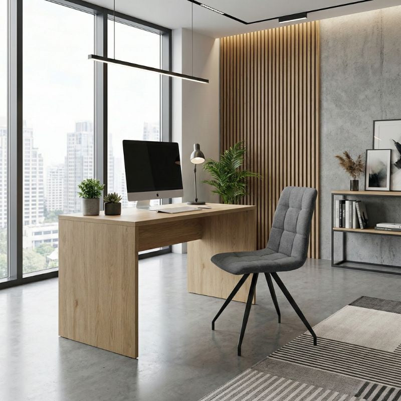 Καρέκλα Τραπεζαρίας Bianca Γκρι Ύφασμα - Μεταλλικό Μαύρο Πόδι 43x56x84