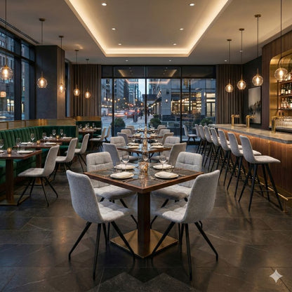 Καρέκλα Τραπεζαρίας Bianca Μπεζ Ύφασμα - Μεταλλικό Μαύρο Πόδι 43x56x84