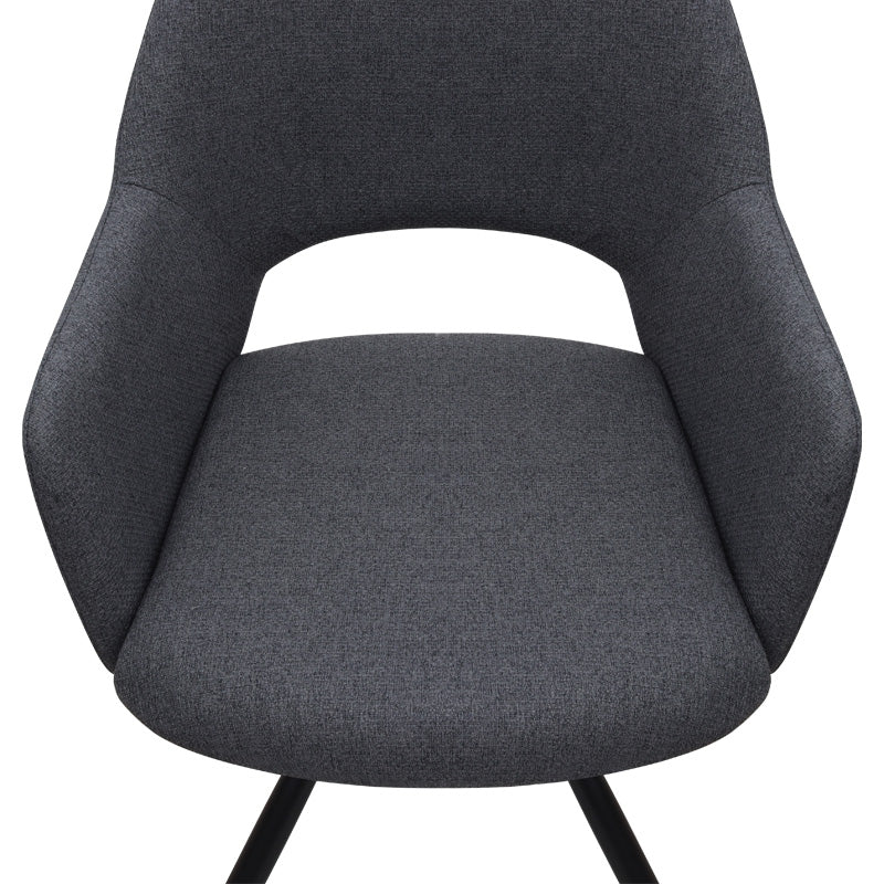 Πολυθρόνα Τραπεζαρίας Gabriel Γκρι Ύφασμα - Μεταλλικό Μαύρο Πόδι 58x60x85