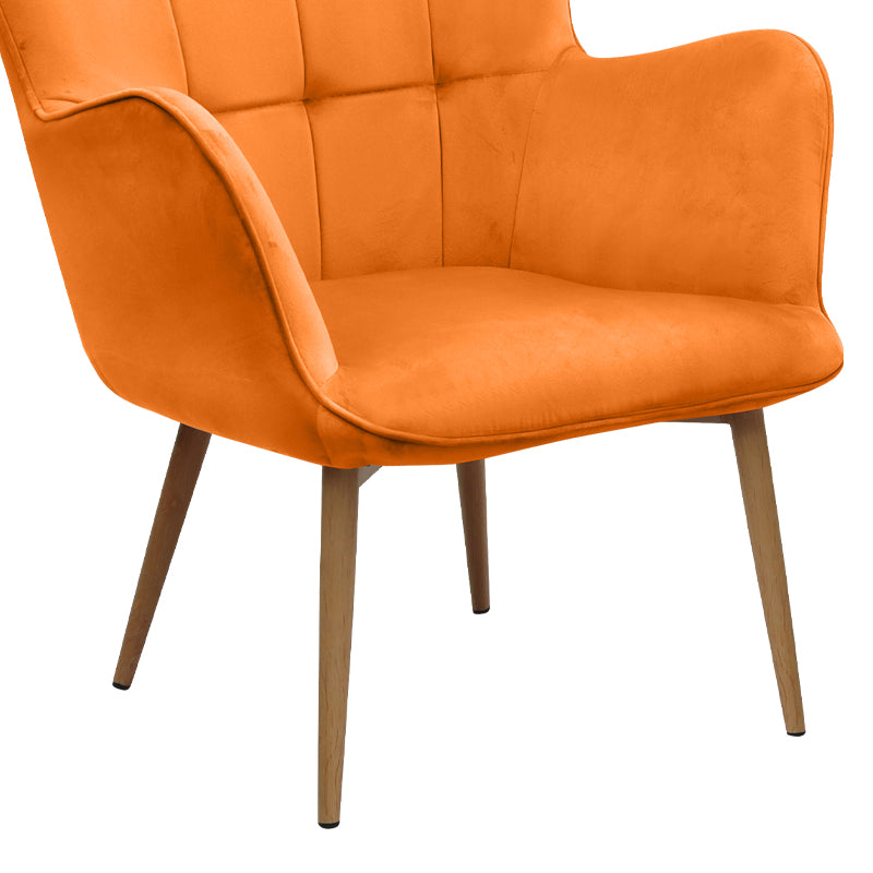 Πολυθρόνα - Μπερζέρα με Υποπόδιο Lily Κροκί Βελούδο - Μεταλλικό Πόδι Χρώμα Φυσικό 70x62x98