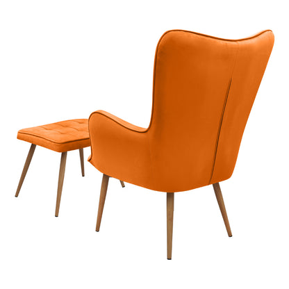 Πολυθρόνα - Μπερζέρα με Υποπόδιο Lily Κροκί Βελούδο - Μεταλλικό Πόδι Χρώμα Φυσικό 70x62x98