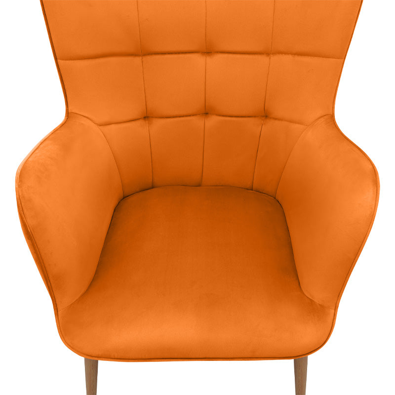 Πολυθρόνα - Μπερζέρα με Υποπόδιο Lily Κροκί Βελούδο - Μεταλλικό Πόδι Χρώμα Φυσικό 70x62x98