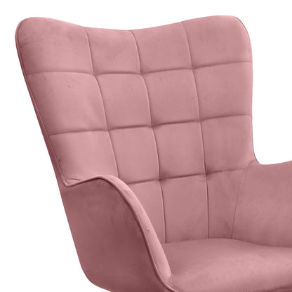 Πολυθρόνα - Μπερζέρα με Υποπόδιο Lily Σάπιο Μήλο Βελούδο - Μεταλλικό Πόδι Χρώμα Φυσικό 70x62x98