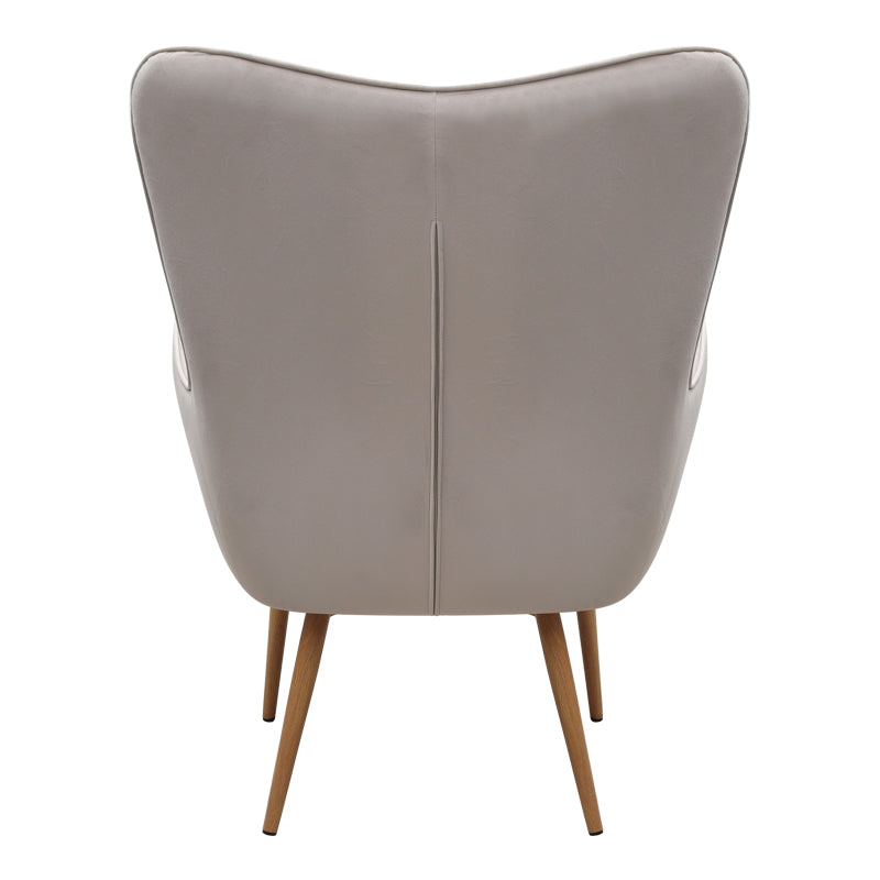 Πολυθρόνα - Μπερζέρα με Υποπόδιο Lily Μπεζ Βελούδο - Μεταλλικό Πόδι Χρώμα Φυσικό 70x62x98