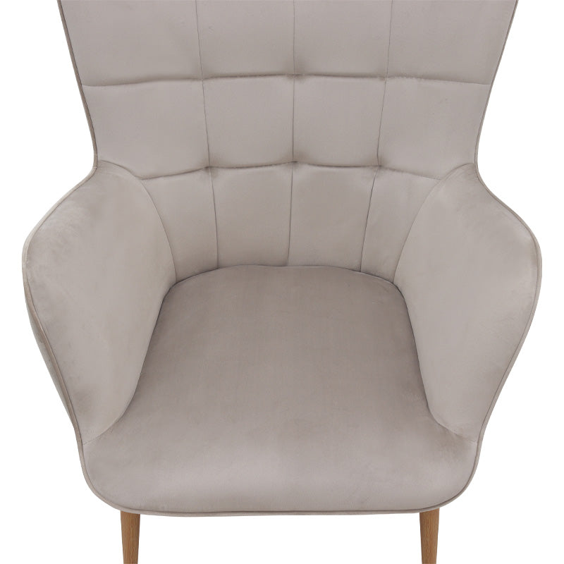 Πολυθρόνα - Μπερζέρα με Υποπόδιο Lily Μπεζ Βελούδο - Μεταλλικό Πόδι Χρώμα Φυσικό 70x62x98