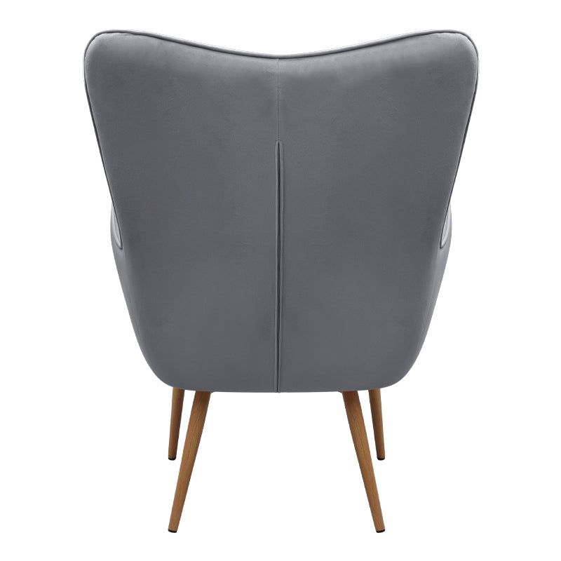 Πολυθρόνα - Μπερζέρα με Υποπόδιο Lily Γκρι Βελούδο - Μεταλλικό Πόδι Χρώμα Φυσικό 70x62x98