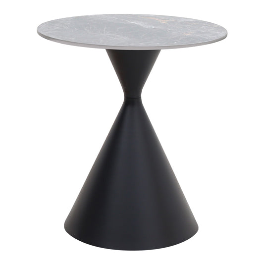 Τραπεζάκι Βοηθητικό Logan Sintered Stone - Μέταλλο Χρώμα Γκρι Εφέ Μαρμάρου - Μαύρο Ø50x56