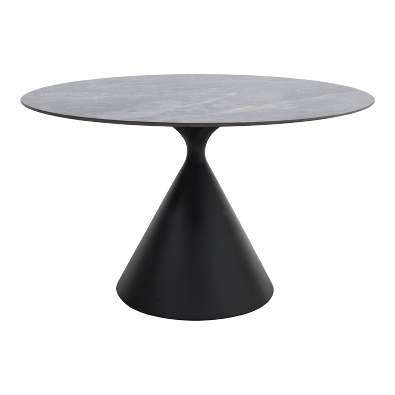 Τραπέζι Logan Sintered Stone - Μέταλλο Χρώμα Γκρι Εφέ Μαρμάρου - Μαύρο Ø120x72