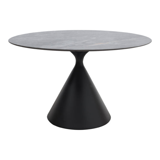 Τραπέζι Logan Sintered Stone - Μέταλλο Χρώμα Γκρι Εφέ Μαρμάρου - Μαύρο Ø120x72