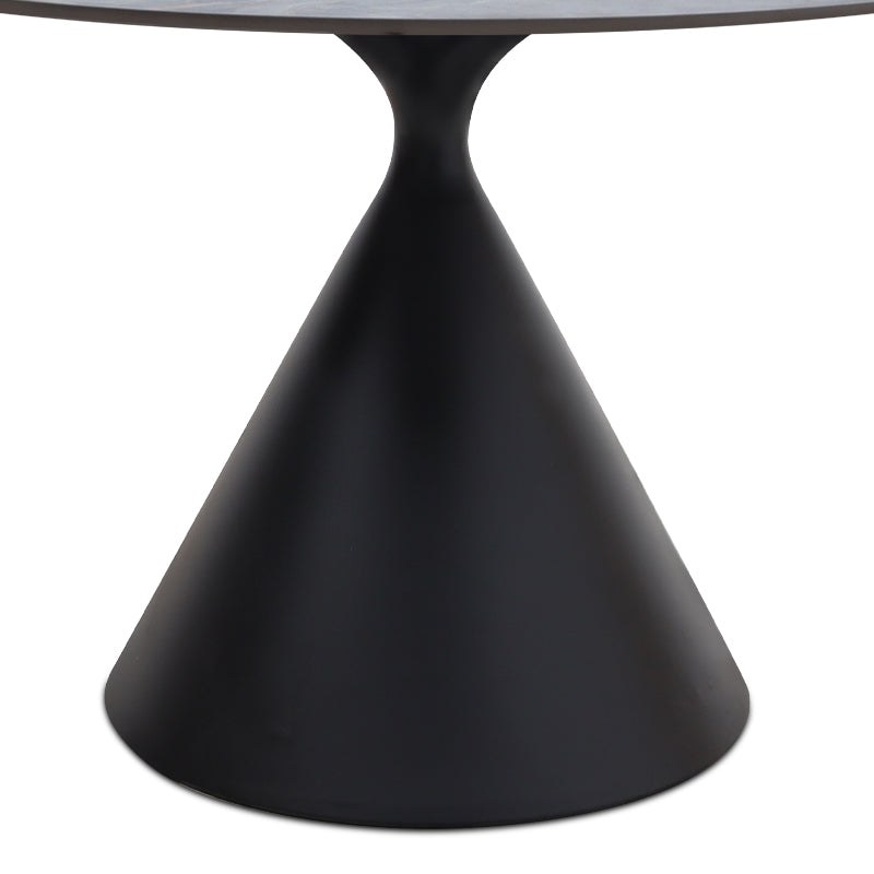 Τραπέζι Logan Sintered Stone - Μέταλλο Χρώμα Γκρι Εφέ Μαρμάρου - Μαύρο Ø120x72