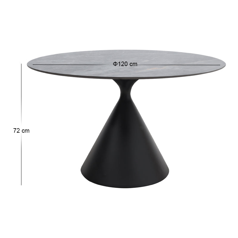 Τραπέζι Logan Sintered Stone - Μέταλλο Χρώμα Γκρι Εφέ Μαρμάρου - Μαύρο Ø120x72