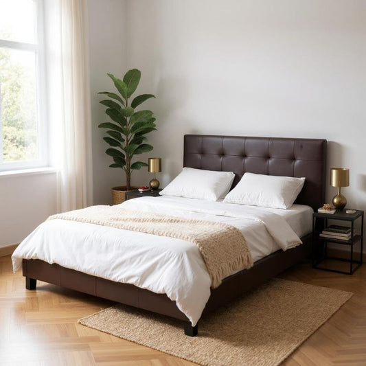 Κρεβάτι Sissy από Τεχνόδερμα Χρώμα Καφέ 160x200εκ