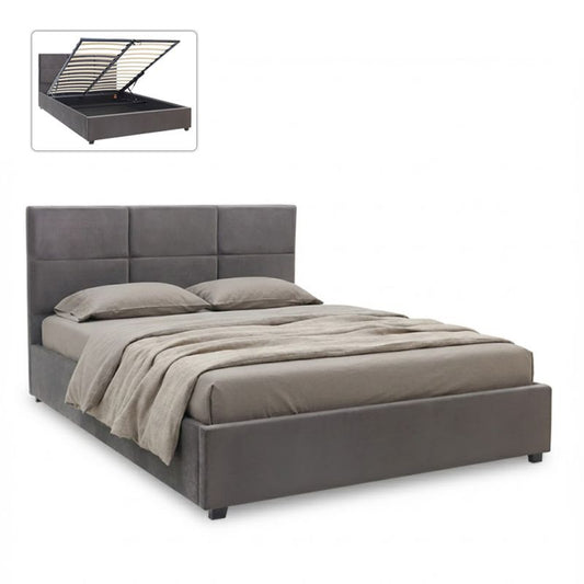 Κρεβάτι Kingston Βελούδινο με Αποθηκευτικό Χώρο Χρώμα Ανθρακί 160x200εκ