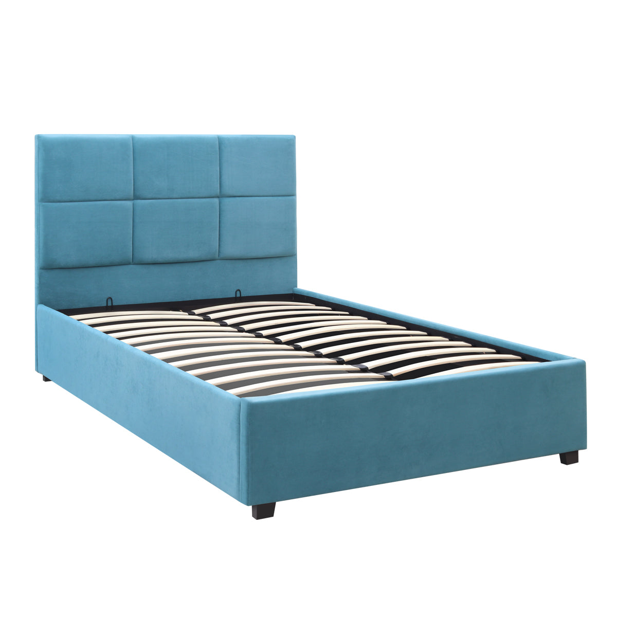 Κρεβάτι Kingston Βελούδινο με Αποθηκευτικό Χώρο Χρώμα Γαλάζιο 120x200εκ