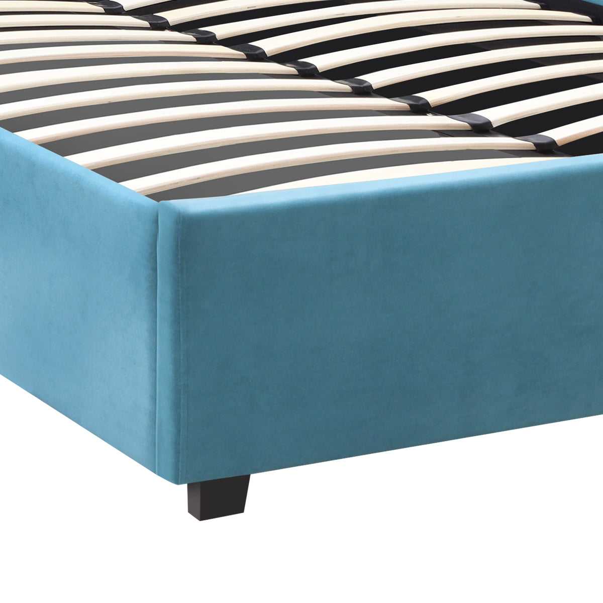 Κρεβάτι Kingston Βελούδινο με Αποθηκευτικό Χώρο Χρώμα Γαλάζιο 120x200εκ