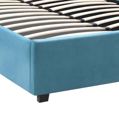 Κρεβάτι Kingston Βελούδινο με Αποθηκευτικό Χώρο Χρώμα Γαλάζιο 120x200εκ