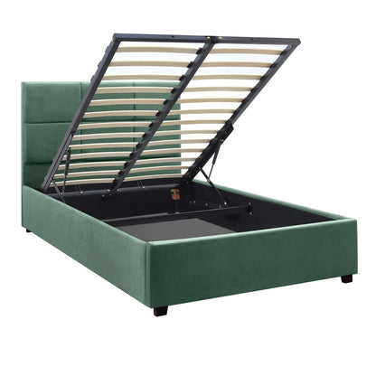 Κρεβάτι Kingston Βελούδινο με Αποθηκευτικό Χώρο Χρώμα Κυπαρρισί 120x200εκ