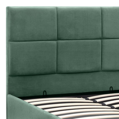 Κρεβάτι Kingston Βελούδινο με Αποθηκευτικό Χώρο Χρώμα Κυπαρρισί 120x200εκ