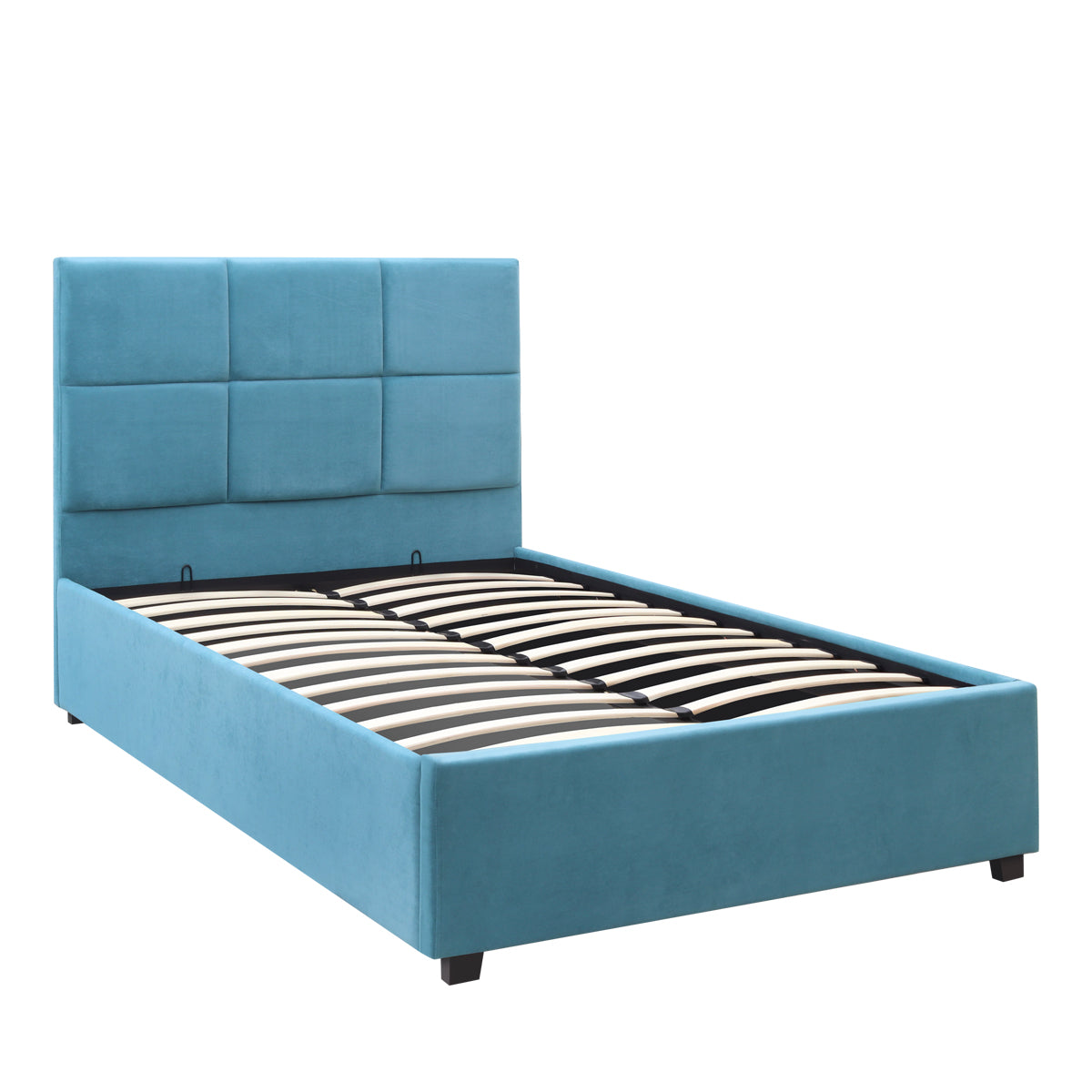 Κρεβάτι Kingston Βελούδινο με Αποθηκευτικό Χώρο Χρώμα Γαλάζιο 100x200εκ