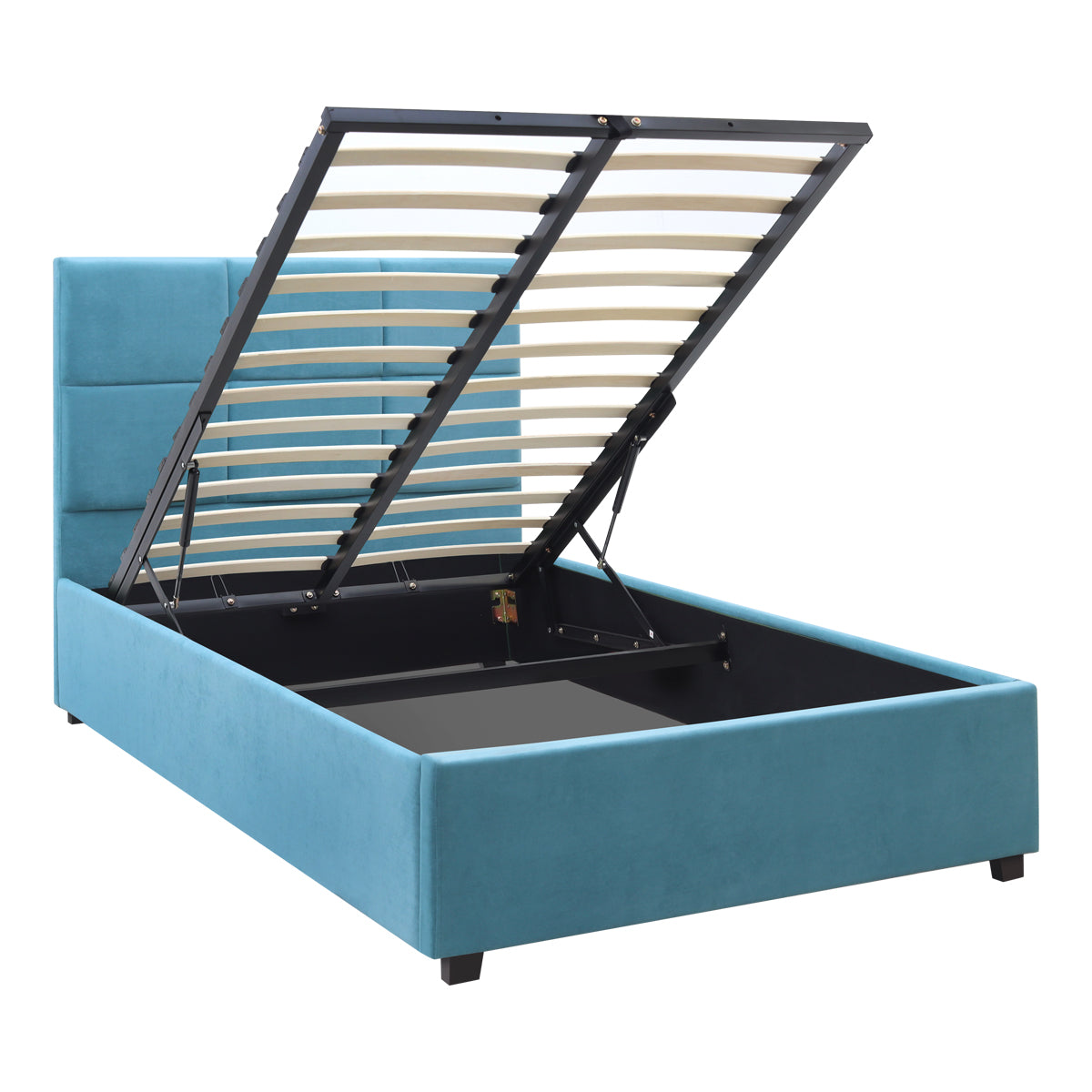 Κρεβάτι Kingston Βελούδινο με Αποθηκευτικό Χώρο Χρώμα Γαλάζιο 100x200εκ