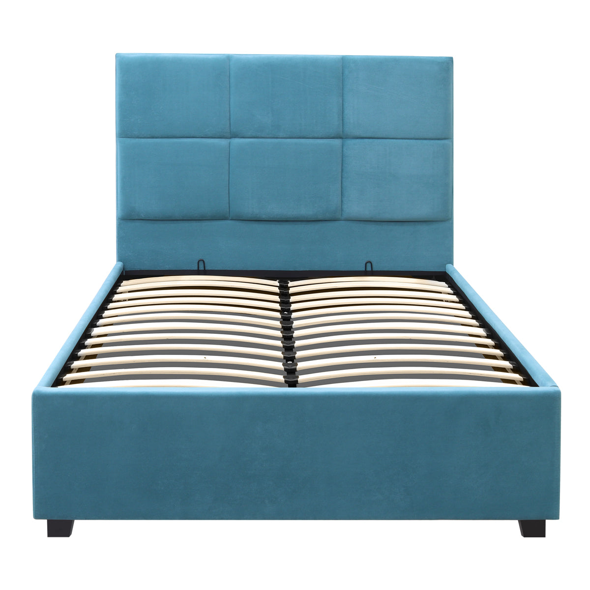 Κρεβάτι Kingston Βελούδινο με Αποθηκευτικό Χώρο Χρώμα Γαλάζιο 100x200εκ