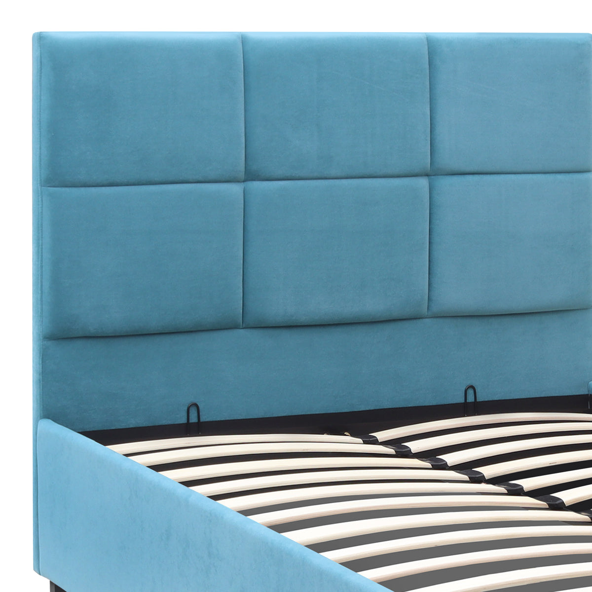 Κρεβάτι Kingston Βελούδινο με Αποθηκευτικό Χώρο Χρώμα Γαλάζιο 100x200εκ