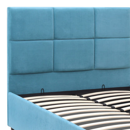 Κρεβάτι Kingston Βελούδινο με Αποθηκευτικό Χώρο Χρώμα Γαλάζιο 100x200εκ