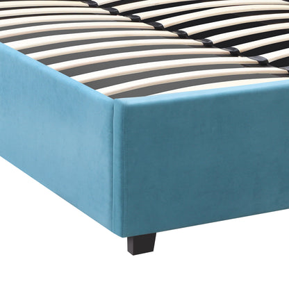 Κρεβάτι Kingston Βελούδινο με Αποθηκευτικό Χώρο Χρώμα Γαλάζιο 100x200εκ