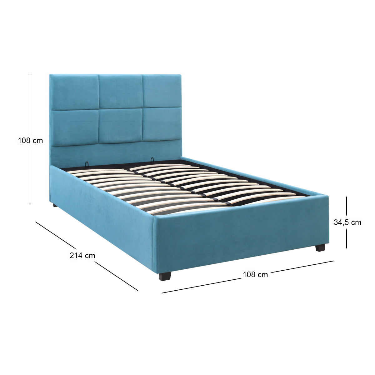 Κρεβάτι Kingston Βελούδινο με Αποθηκευτικό Χώρο Χρώμα Γαλάζιο 100x200εκ