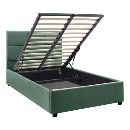 Κρεβάτι Kingston Βελούδινο με Αποθηκευτικό Χώρο Χρώμα Κυπαρρισί 100x200εκ