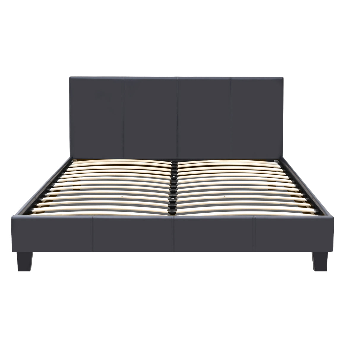 Κρεβάτι Flat από Τεχνόδερμα Χρώμα Μαύρο Ματ 160x200εκ