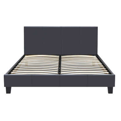 Κρεβάτι Flat από Τεχνόδερμα Χρώμα Μαύρο Ματ 160x200εκ