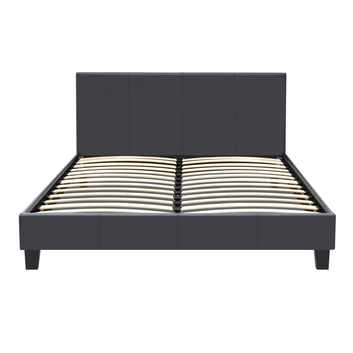 Κρεβάτι Flat από Τεχνόδερμα Χρώμα Μαύρο Ματ 150x200εκ