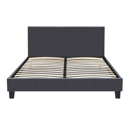 Κρεβάτι Flat από Τεχνόδερμα Χρώμα Μαύρο Ματ 150x200εκ