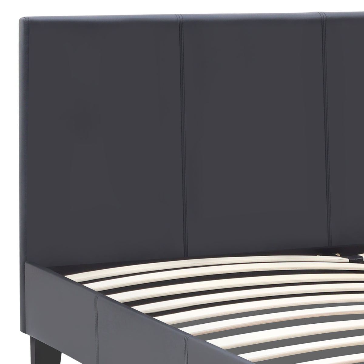 Κρεβάτι Flat από Τεχνόδερμα Χρώμα Μαύρο Ματ 150x200εκ