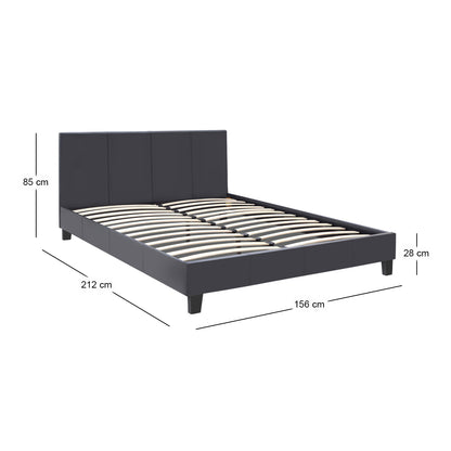 Κρεβάτι Flat από Τεχνόδερμα Χρώμα Μαύρο Ματ 150x200εκ