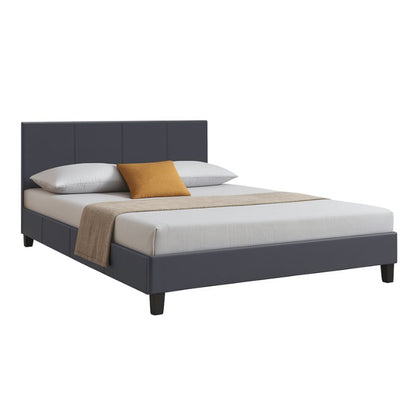 Κρεβάτι Flat από Τεχνόδερμα Χρώμα Μαύρο Ματ 140x190εκ