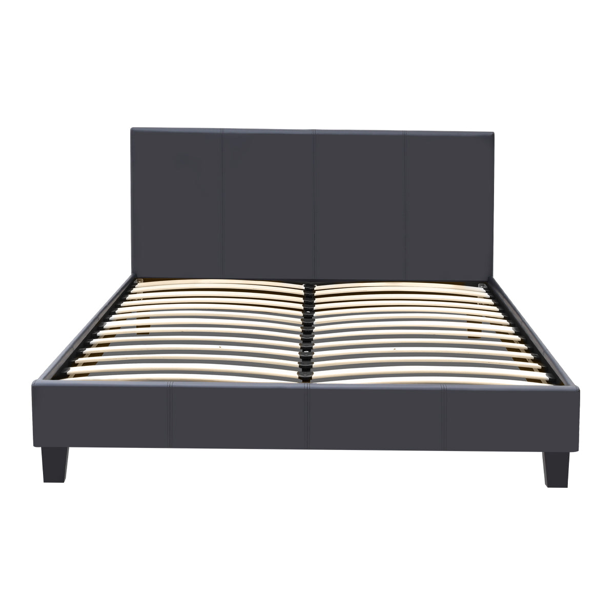 Κρεβάτι Flat από Τεχνόδερμα Χρώμα Μαύρο Ματ 140x190εκ