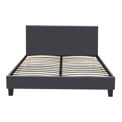 Κρεβάτι Flat από Τεχνόδερμα Χρώμα Μαύρο Ματ 140x190εκ