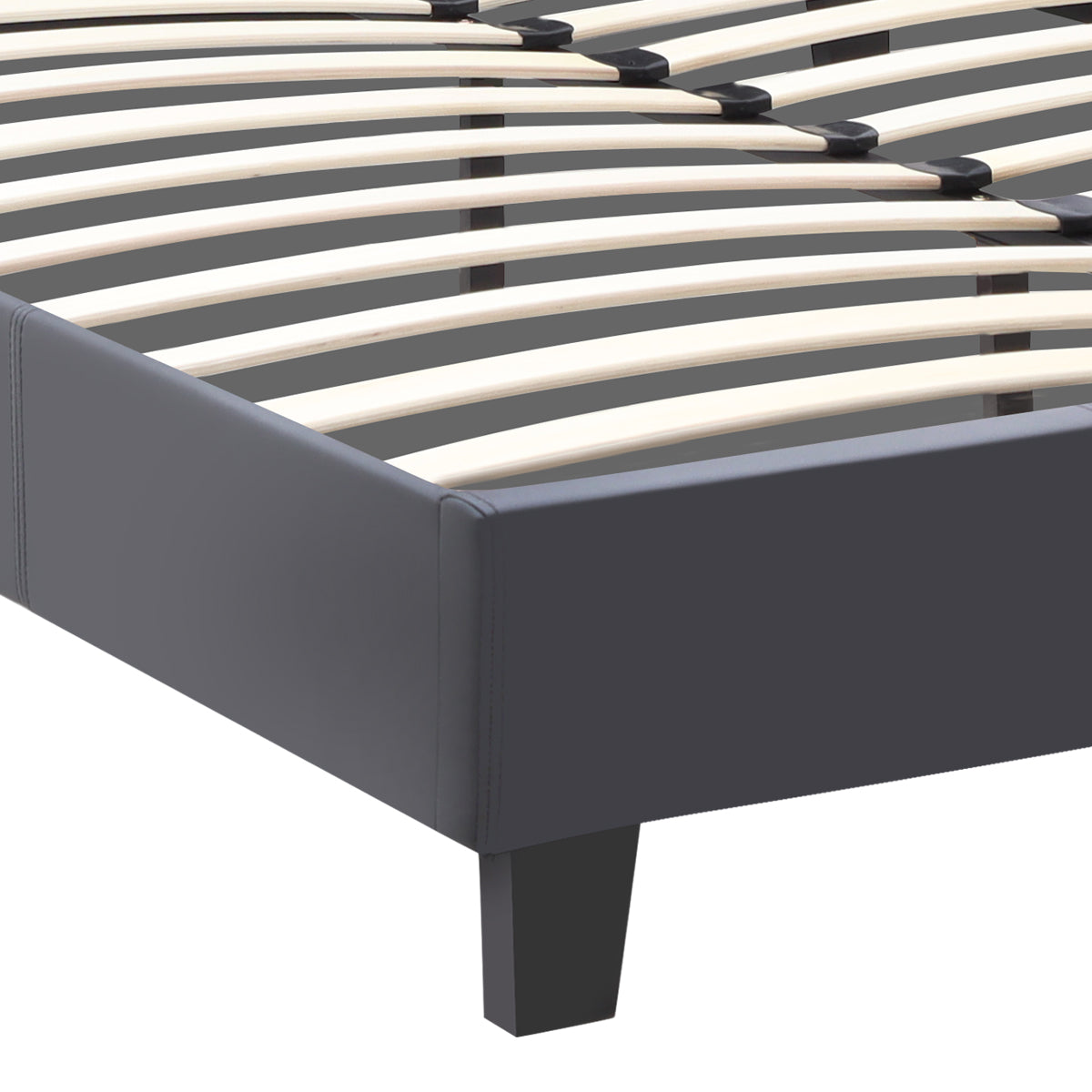 Κρεβάτι Flat από Τεχνόδερμα Χρώμα Μαύρο Ματ 140x190εκ