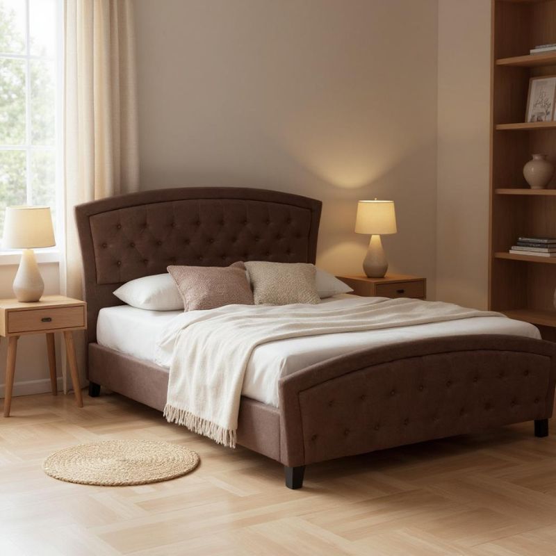 Κρεβάτι Alexia Υφασμάτινο Χρώμα Καφέ 160x200εκ