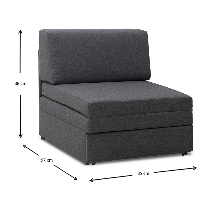 Πολυθρόνα - Κρεβάτι Heaton Υφασμάτινη Χρώμα Γκρι 85X97X88
