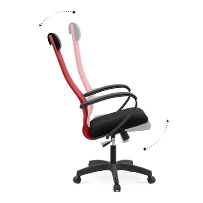 Καρέκλα Γραφείου Prince Με Ύφασμα Mesh Χρώμα Κόκκινο - Μαύρο 66,5X70X123/133