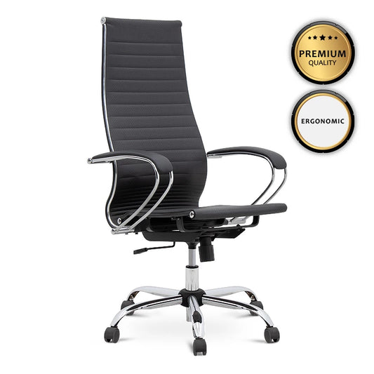 Καρέκλα Γραφείου Εργονομική Francy Από Τεχνόδερμα Χρώμα Μαύρο 66,5X70X118/130