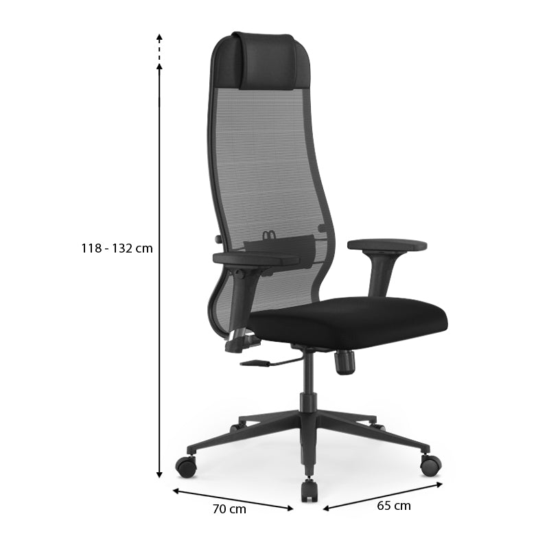 Καρέκλα Γραφείου B1-111D Εργονομική Με Διπλό Ύφασμα Mesh Χρώμα Μαύρο 65X70X118/132
