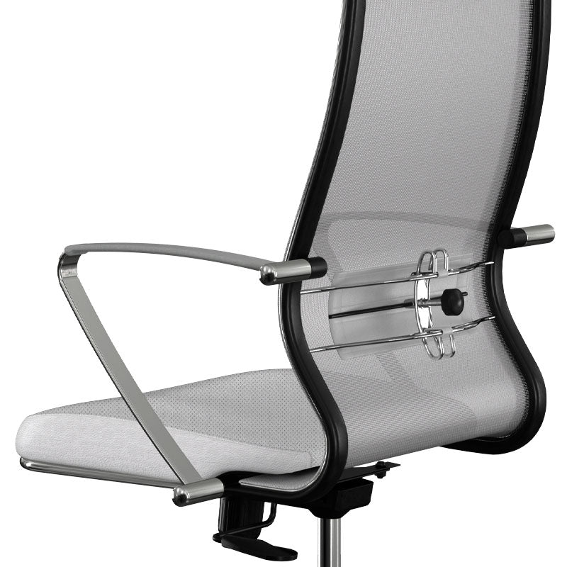 Καρέκλα Γραφείου B2-163K Εργονομική Με Ύφασμα Mesh Και Τεχνόδερμα Χρώμα Λευκό 58X70X103/117