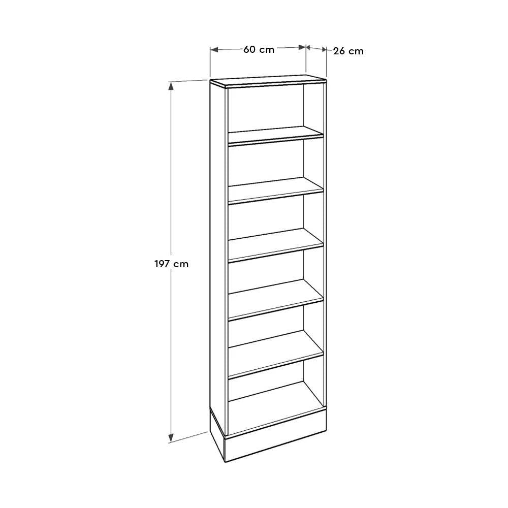 Βιβλιοθήκη Μελαμίνης Base Χρώμα Oak - Λευκό 60x26x197