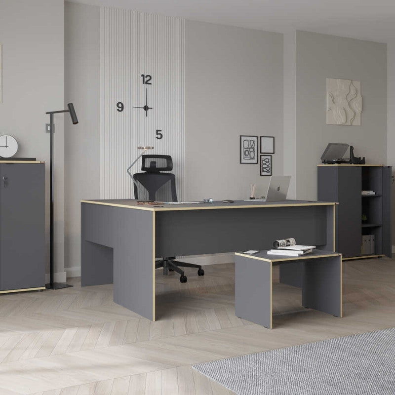 Γραφείο Διευθυντικό Rio Γωνιακό Αναστρέψιμο Χρώμα Ανθρακί 160x144x75