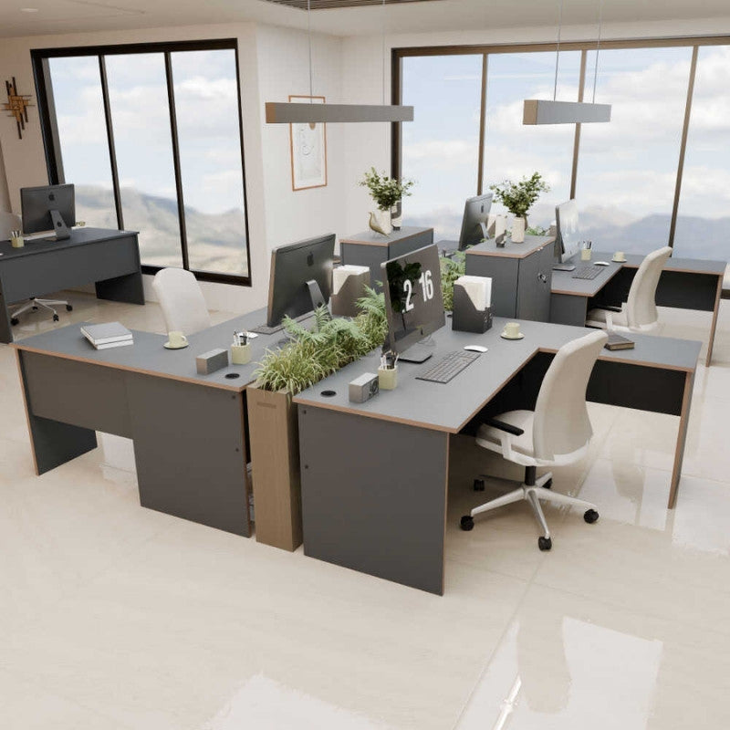 Γραφείο Διευθυντικό Rio Γωνιακό Αναστρέψιμο Χρώμα Ανθρακί 160x144x75