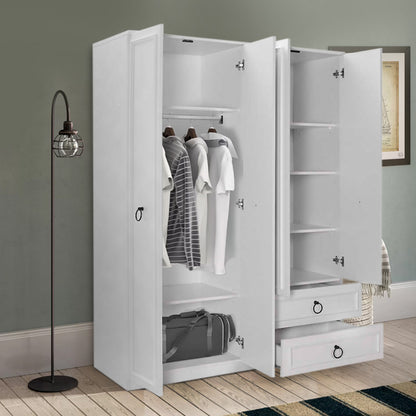 Ντουλάπα Ρούχων Hampton Τετράφυλλη Χρώμα Λευκό 140x52x185